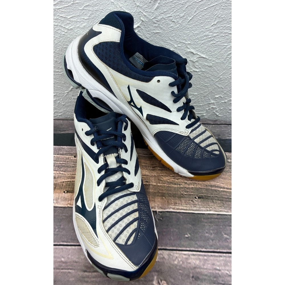 Mizuno Wave Lightning Z3 Mens 8.5 White Navy Volleyball Court Shoes V1GA1700